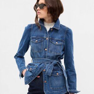 Gap Puff Sleeve Denim Jacket with Washwell (Medium Indigo)